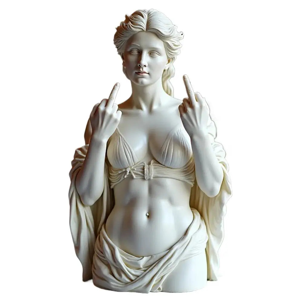 Estatua divertida de resina de la diosa vienesa con el dedo medio, decoraciones personalizadas para el hogar, el jardín, la oficina y la mesa. Regalos especiales.