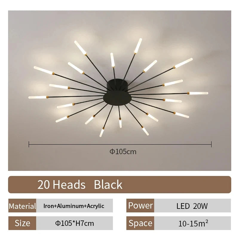 Lámpara de techo LED con forma de flor de diseño nórdico para comedor y sala de estar, iluminación Sputnik para decoración del hogar, cocina, dormitorio infantil, lámpara de araña