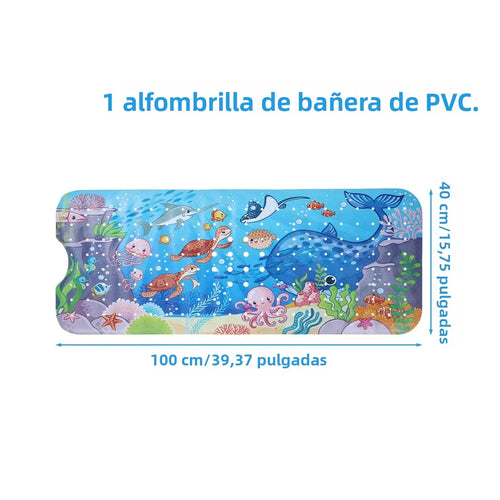 Alfombrilla de baño para bebé, antideslizante, para bañera, para niños pequeños, 40x10 cm, extralarga, con diseño de dibujos animados, con ventosas.
