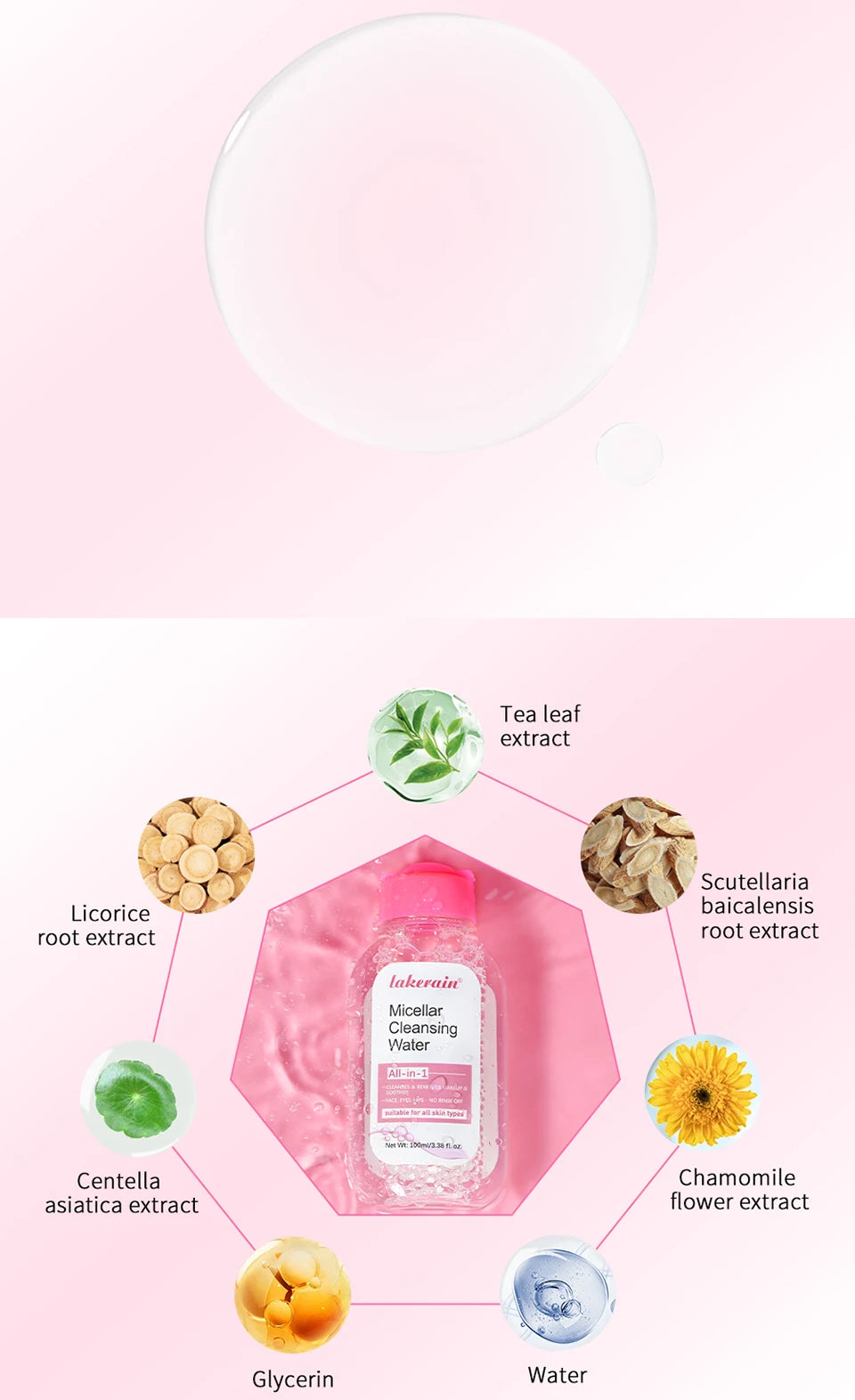Agua micelar Garnier de 100 ml, limpiador facial hidratante, desmaquillante profundo, agua limpiadora, refrescante, hidratante, limpiadora de la piel.