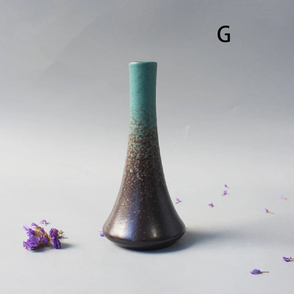 Jarrón pequeño de cerámica para flores, decoración del hogar, artesanías, adorno de mesa, sencillez, decoración de estilo japonés.