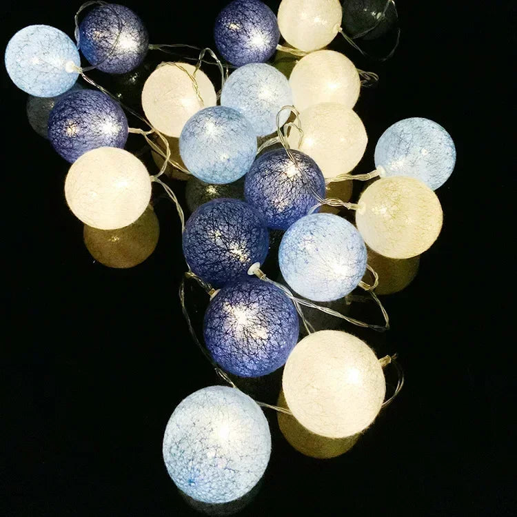 Guirnalda de bolas de algodón de 1,5/3 m, luces colgantes para Navidad, fiestas al aire libre, habitaciones infantiles, camas, luces de hadas, decoraciones para bodas.