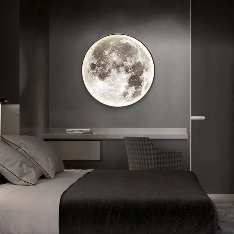 Lámpara de pared LED de luna nórdica, lámpara de techo creativa, lámpara de araña UNIVERSAL regulable continua, decoración del h