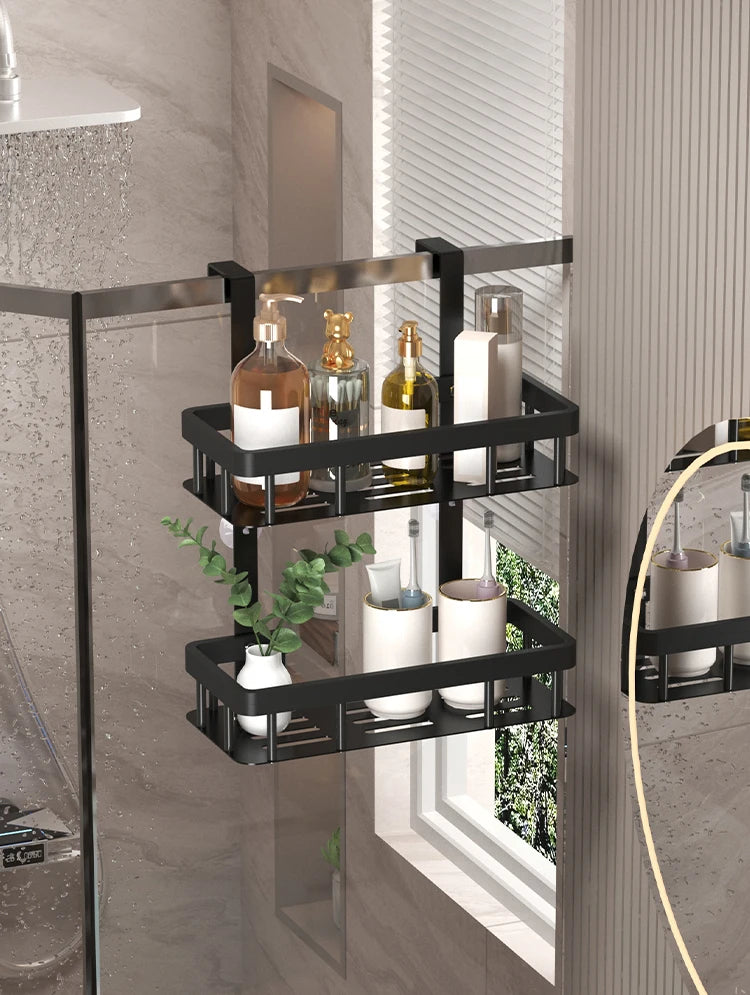 Estante de almacenamiento de tres niveles para pared de baño, estante para puerta, estante para gel de ducha, estante de almacenamiento para artículos de baño
