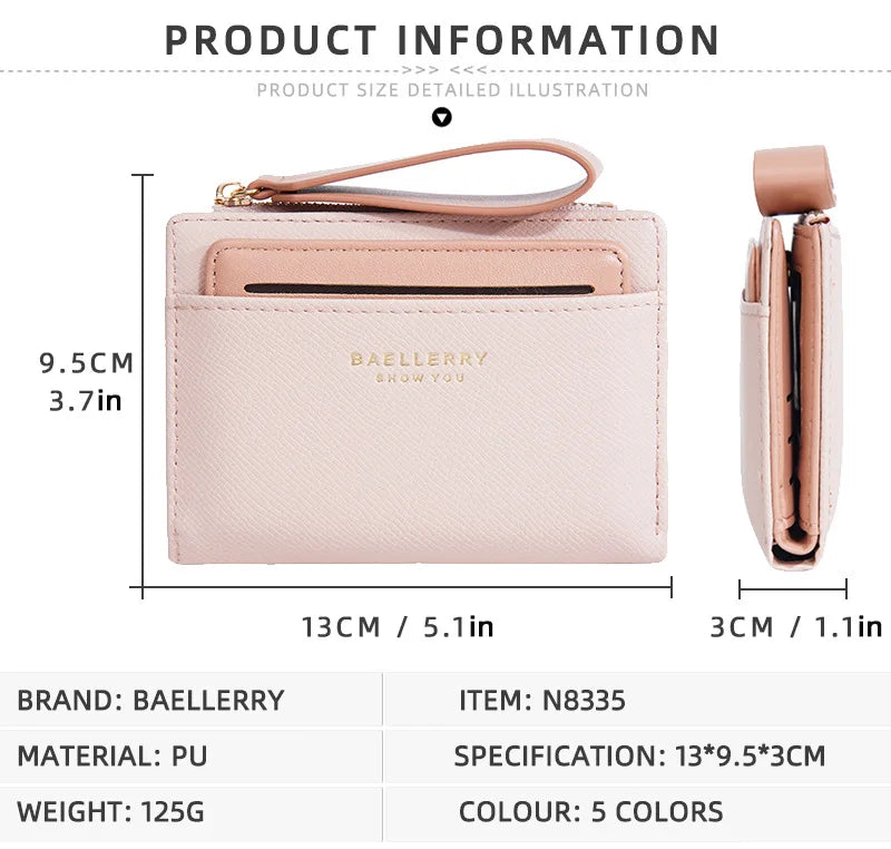 Nueva cartera para mujer con cremallera corta, elegante y de alta gama, con múltiples ranuras para tarjetas, tarjetero japonés y coreano para mujer.