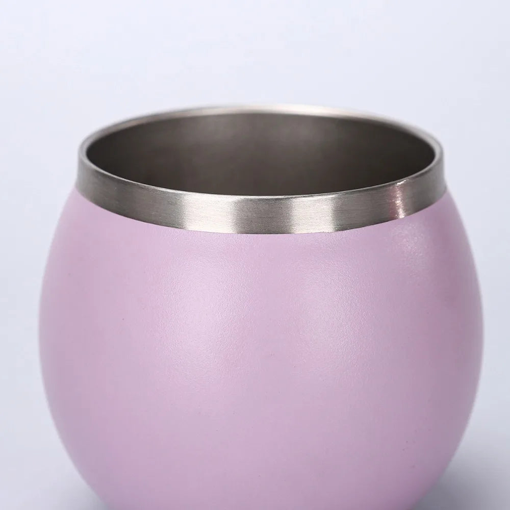 Mate argentino de doble pared de 148 ml (5 oz) de acero inoxidable con aislamiento térmico, pajita y tapa. Ideal para exteriores.