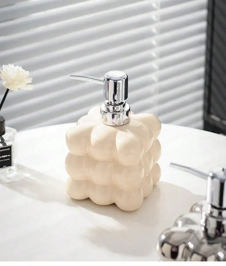 Dispensador de jabón líquido de 300 ml con dosificador de presión, botella separada, accesorios de baño, dispensador de champú y gel de ducha de cerámica para el hogar.