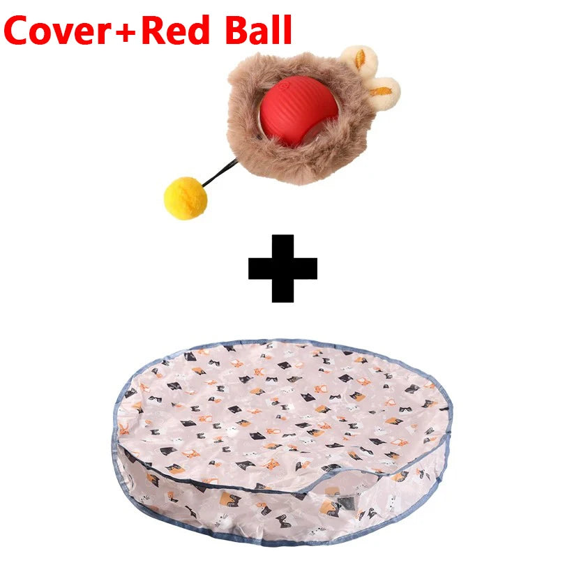 Juego de fundas para pelotas interactivas para gatos, rodadura rápida en bolsa, juguete para gatitos de escondite, juguete interactivo para gatos activado por movimiento, para interiores