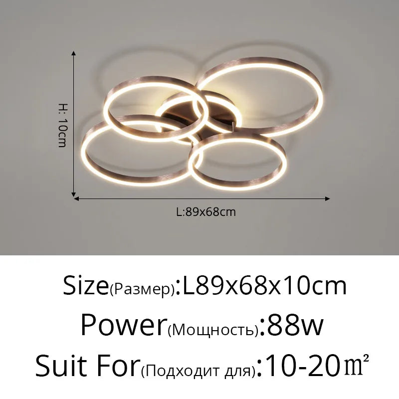 Lámparas de techo LED nórdicas modernas de lujo con anillos redondos para decoración del hogar, ideales para cocina, sala de estar, comedor y dormitorio infantil.