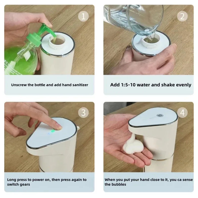 Nuevo dispensador automático de jabón en espuma 2026, máquina inteligente para baño con carga USB, color blanco, fabricado en ABS de alta calidad.