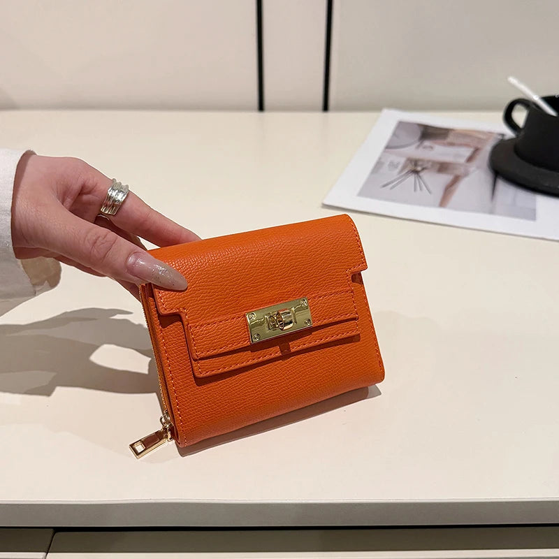 Cartera retro para mujer, gran capacidad, múltiples ranuras para tarjetas, comercio exterior, multifuncional, plegable en tres partes.