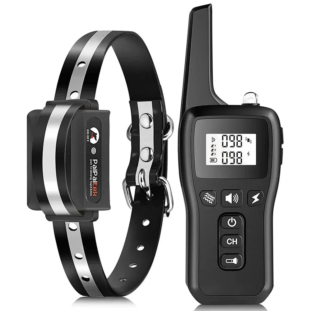Collar de entrenamiento para perros de 1000 m, collar antiladridos universal, recargable e impermeable, collar de descarga eléctrica con control remoto y modos automáticos.