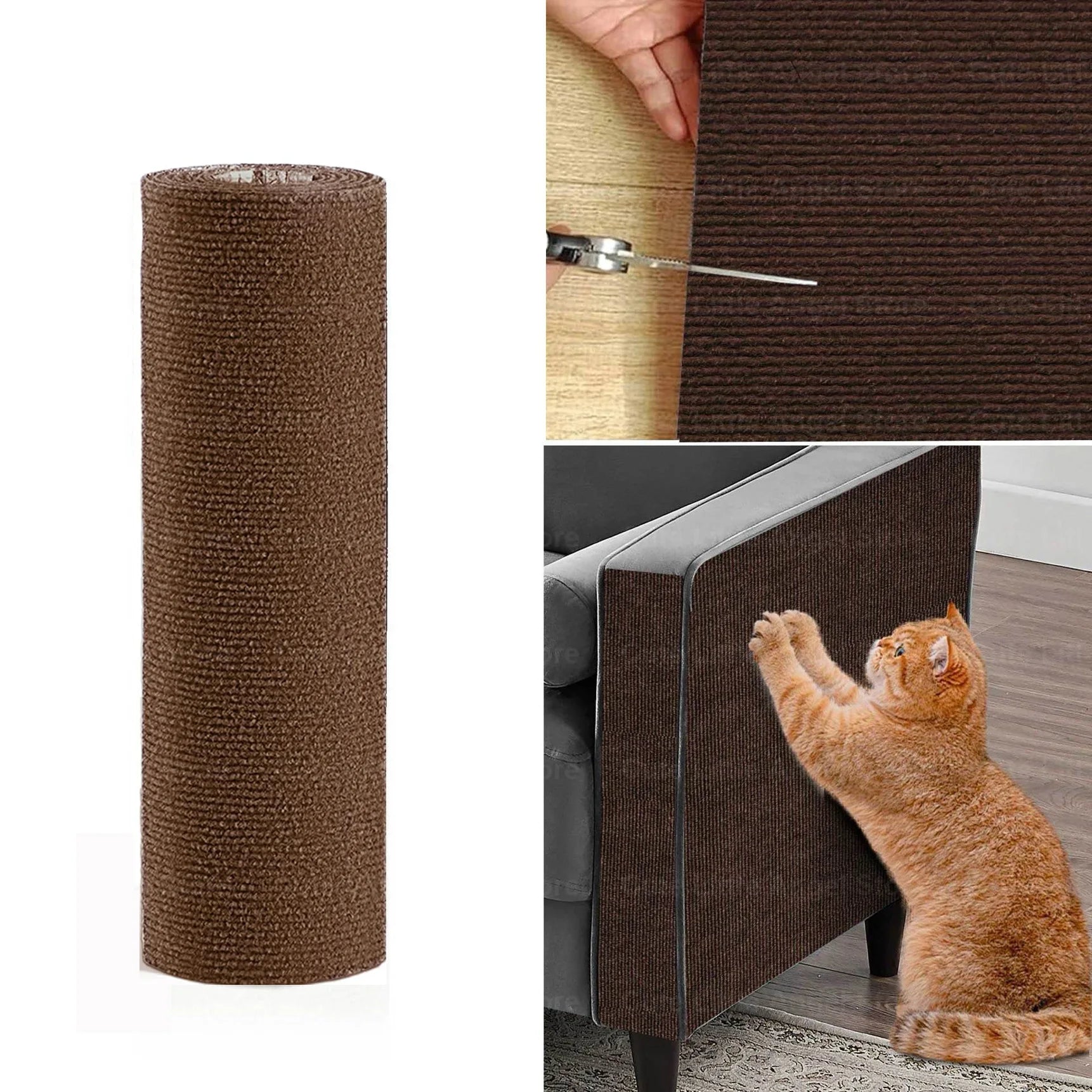 Protector de sofá rascador para gatos de 40x300cm, alfombrilla rascadora para gatos, protector de tablero recortable autoadhesivo, alfombra para rascador de gatos DIY