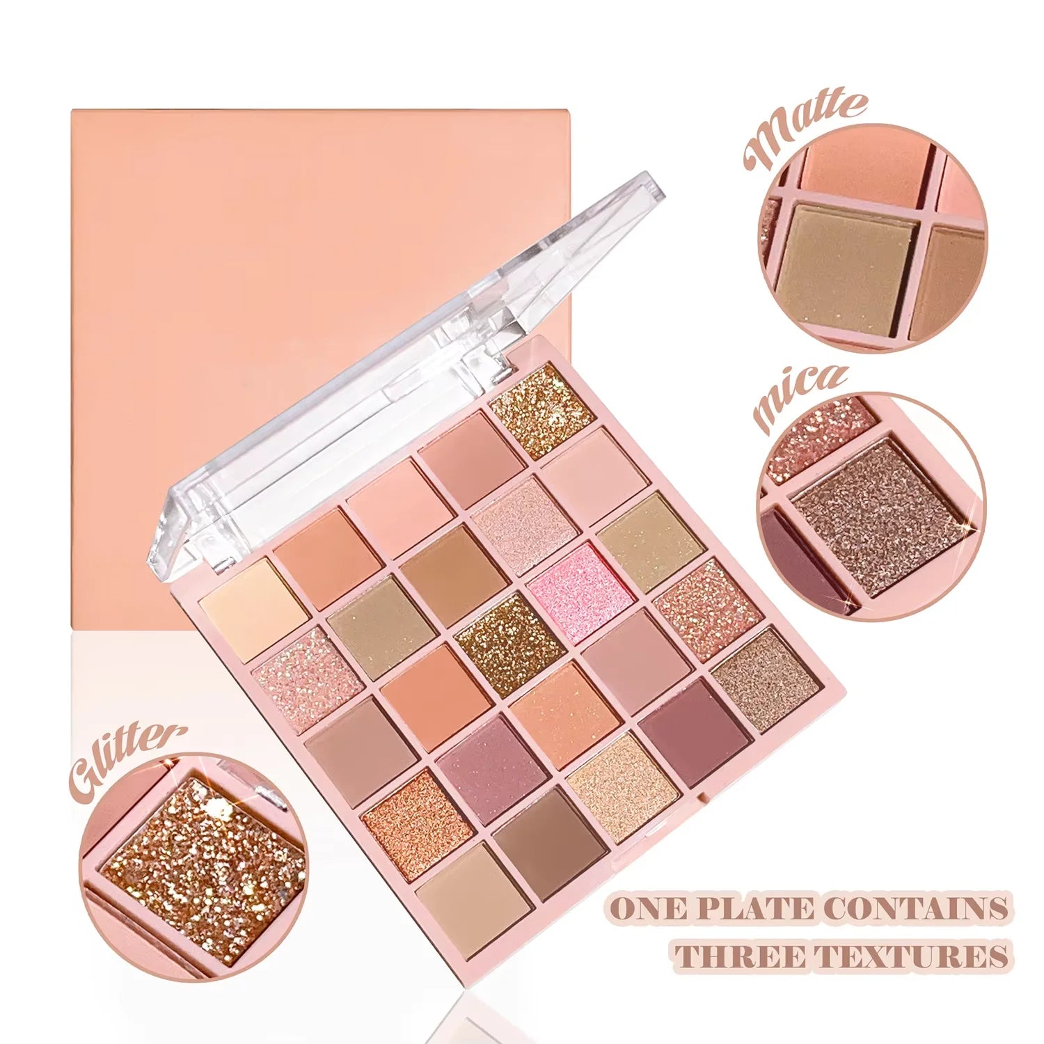 Bandeja de sombras de ojos de 25 colores, bandeja de té de avena con leche, polvo brillante, lentejuelas de perlas, marrón anaranjado suave, sombra de ojos asequible
