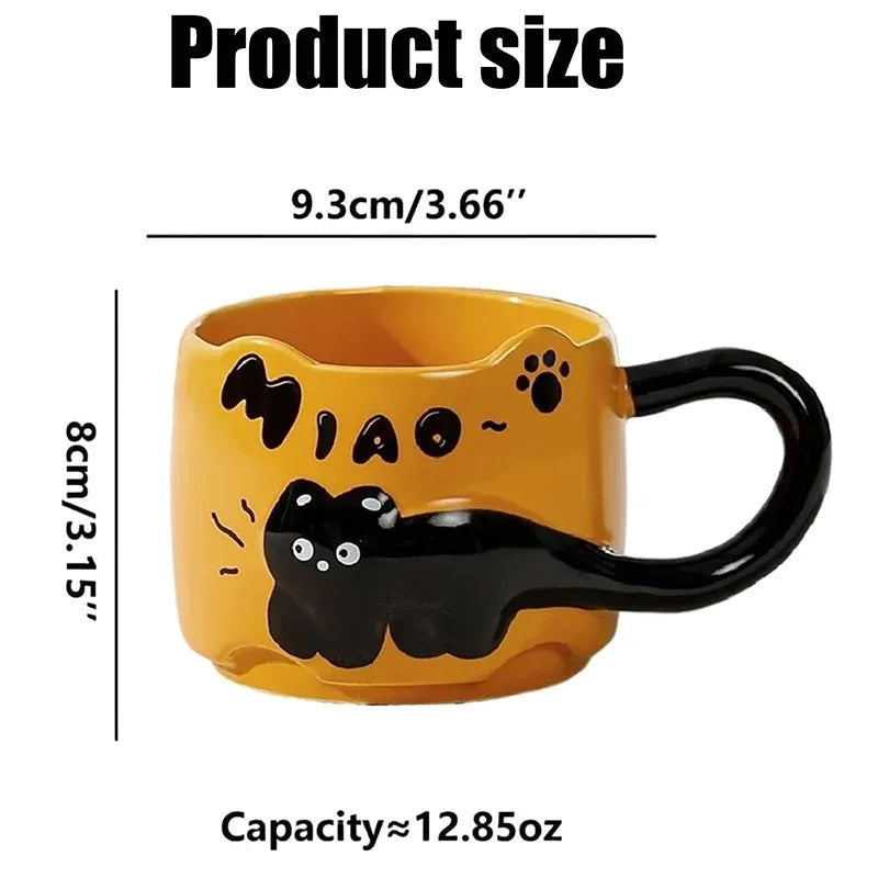 Taza apilable con diseño de gato, taza de café o té con un lindo diseño de dibujos animados, apilable, creativa, adorable, de cerámica, regalo divertido para uso doméstico diario.