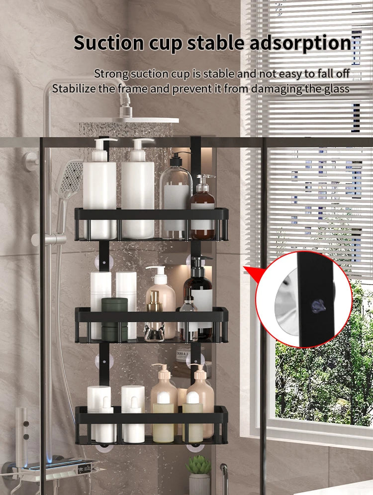 Estante de almacenamiento de tres niveles para pared de baño, estante para puerta, estante para gel de ducha, estante de almacenamiento para artículos de baño