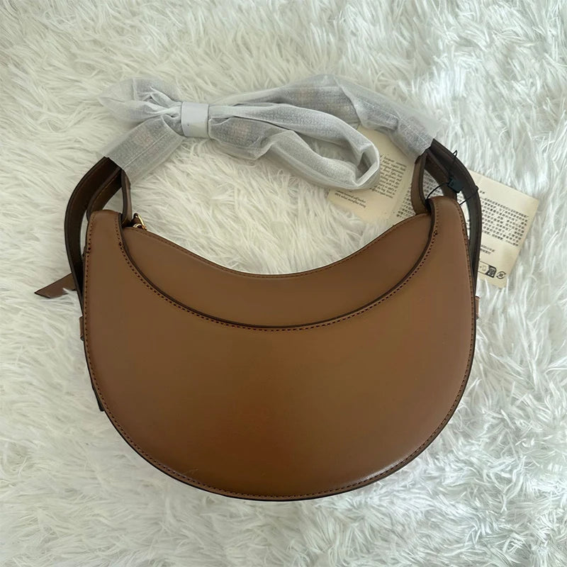 Bolso de hombro de moda para mujer 2026, bolso en forma de media luna, bolso bandolera con cremallera de diseño exclusivo.