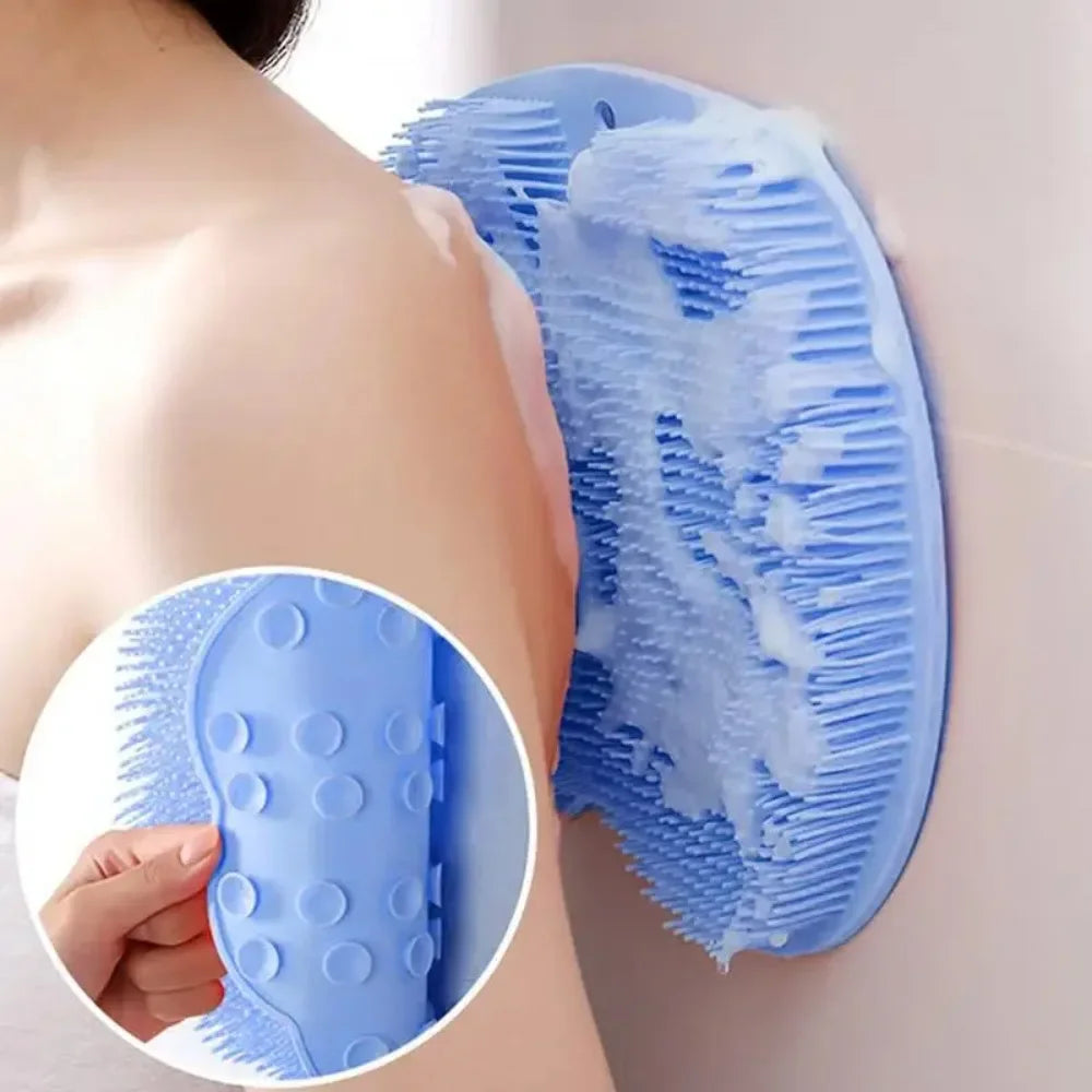 Estropajo de ducha, almohadilla de masaje de silicona para ducha, montado en la pared, cepillo de masaje de espalda reutilizable, alfombrilla de ducha para lavar los pies.