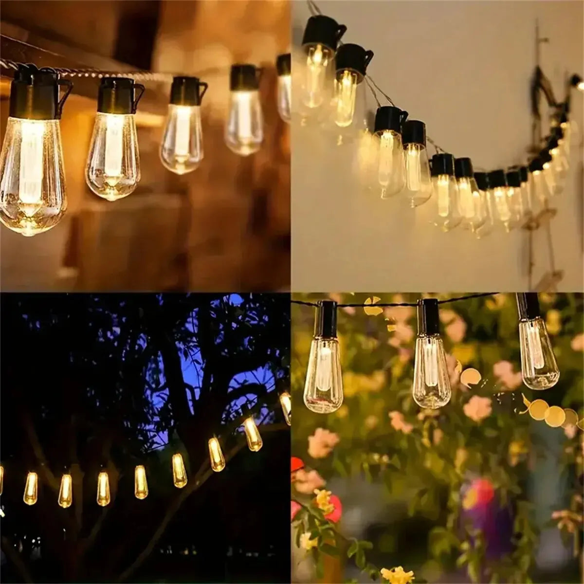 1 unidad de guirnalda de luces solares, lámparas de jardín impermeables para exteriores, jardín, terraza, balcón, camping, decoración retro para fiestas.
