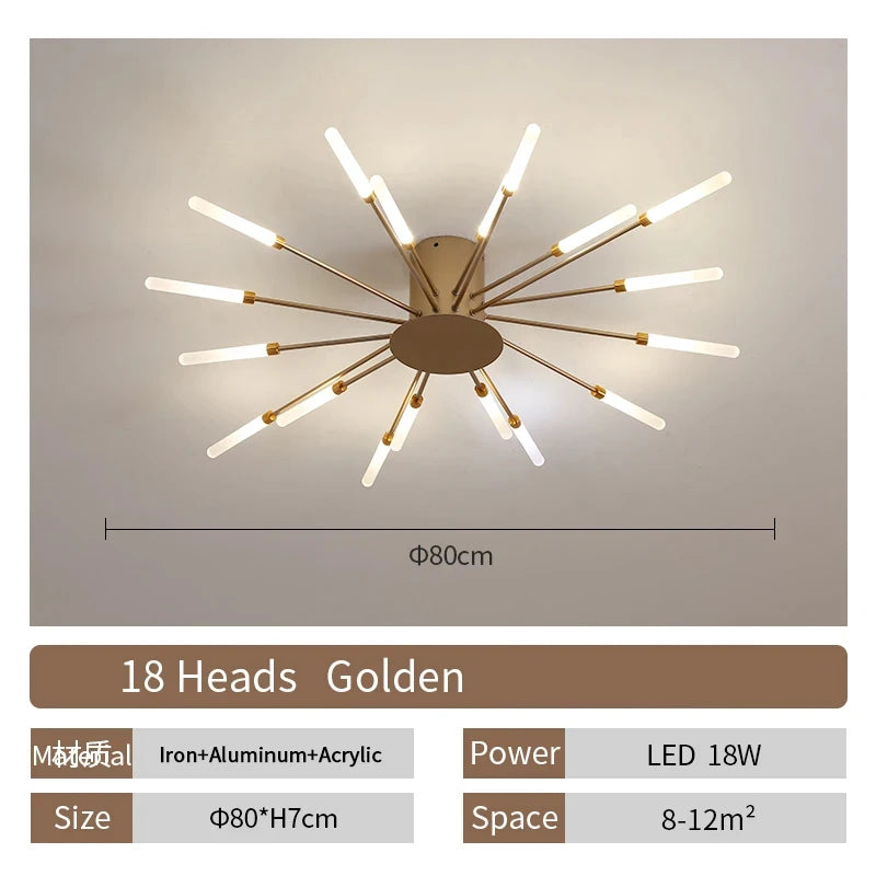 Lámpara de techo LED con forma de flor de diseño nórdico para comedor y sala de estar, iluminación Sputnik para decoración del hogar, cocina, dormitorio infantil, lámpara de araña