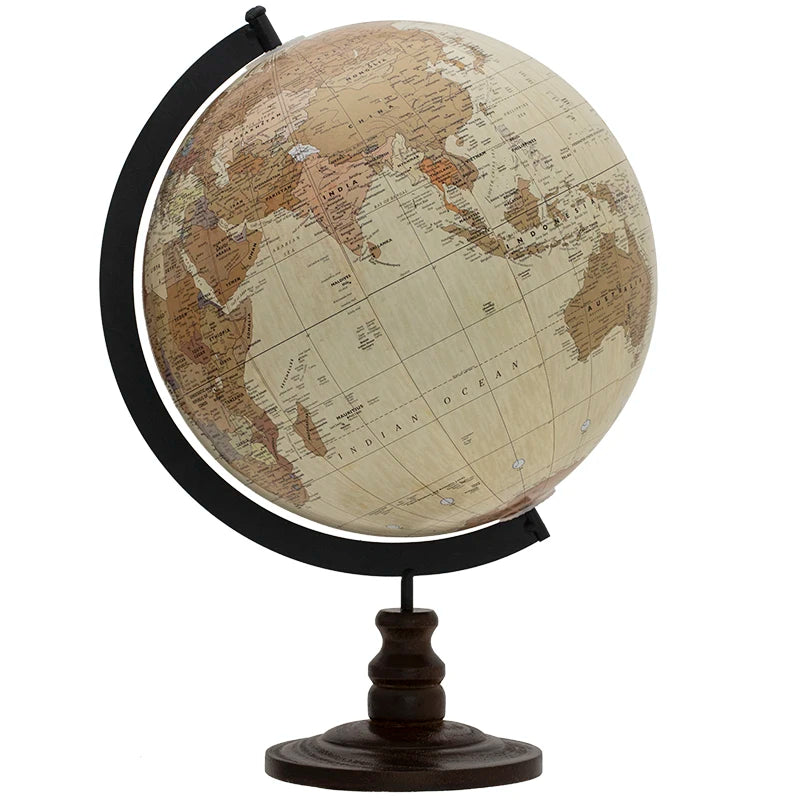 Globo terráqueo europeo vintage, adorno de globo terráqueo de madera, decoración de escritorio de oficina