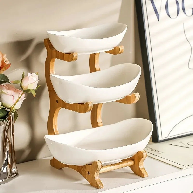 Plato de frutas de 2/3 capas para sala de estar, plato de plástico para aperitivos, cesta de frutas secas moderna y creativa, plato de dulces, soporte para pasteles, ensaladera.