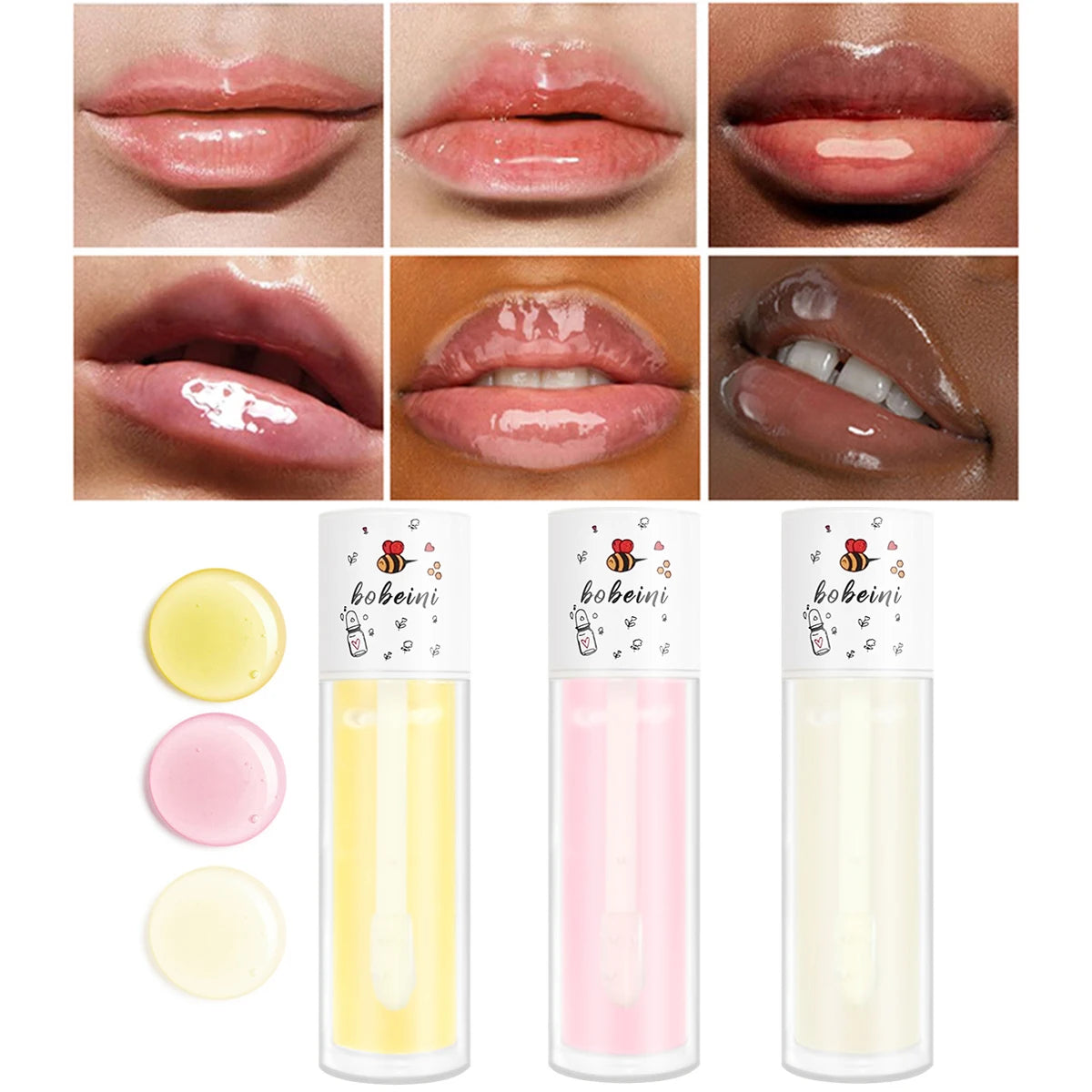 Aceite labial de miel y melocotón, voluminizador, hidratante, no pegajoso, brillo, bálsamo labial líquido transparente de larga duración.