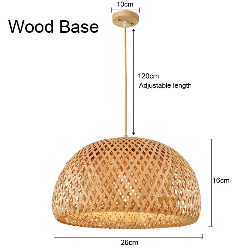Lámpara colgante de techo de ratán, mimbre, bambú y madera, lámpara de araña colgante tejida a mano, decoración para el hogar, sala de estar y dormitorio.