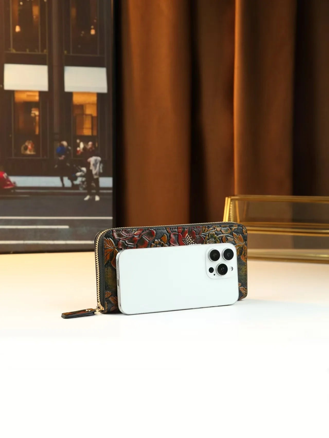 Cartera larga de lujo de diseño vintage, estilo bohemio, versátil, tarjetero, cartera multifuncional para mujer, estuche portátil para tarjetas.