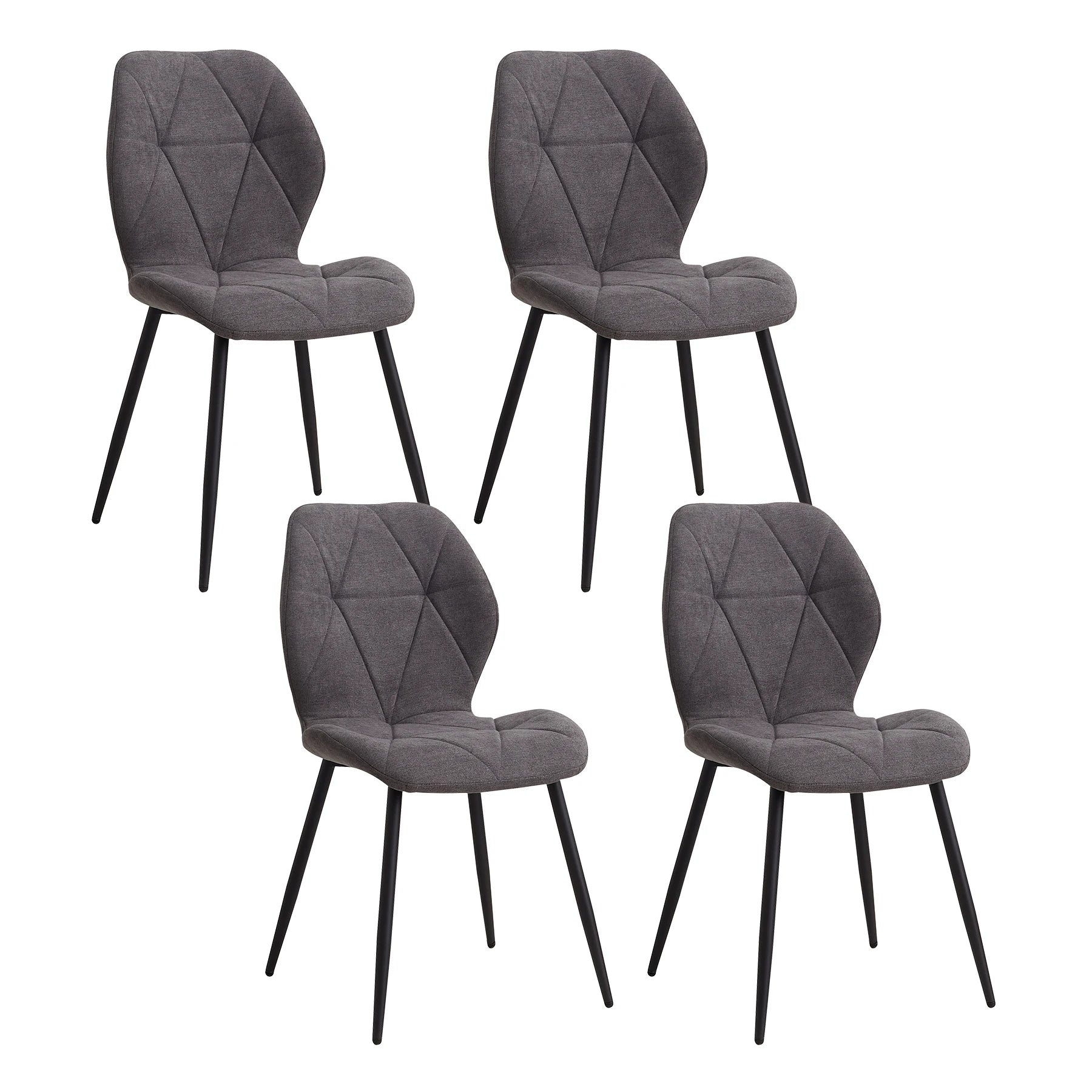 Juego de 2/4/6 sillas de comedor EGOONM, tapizadas en tela de lino acolchada, con patas de metal, ideales para balcón, restaurante o comedor.