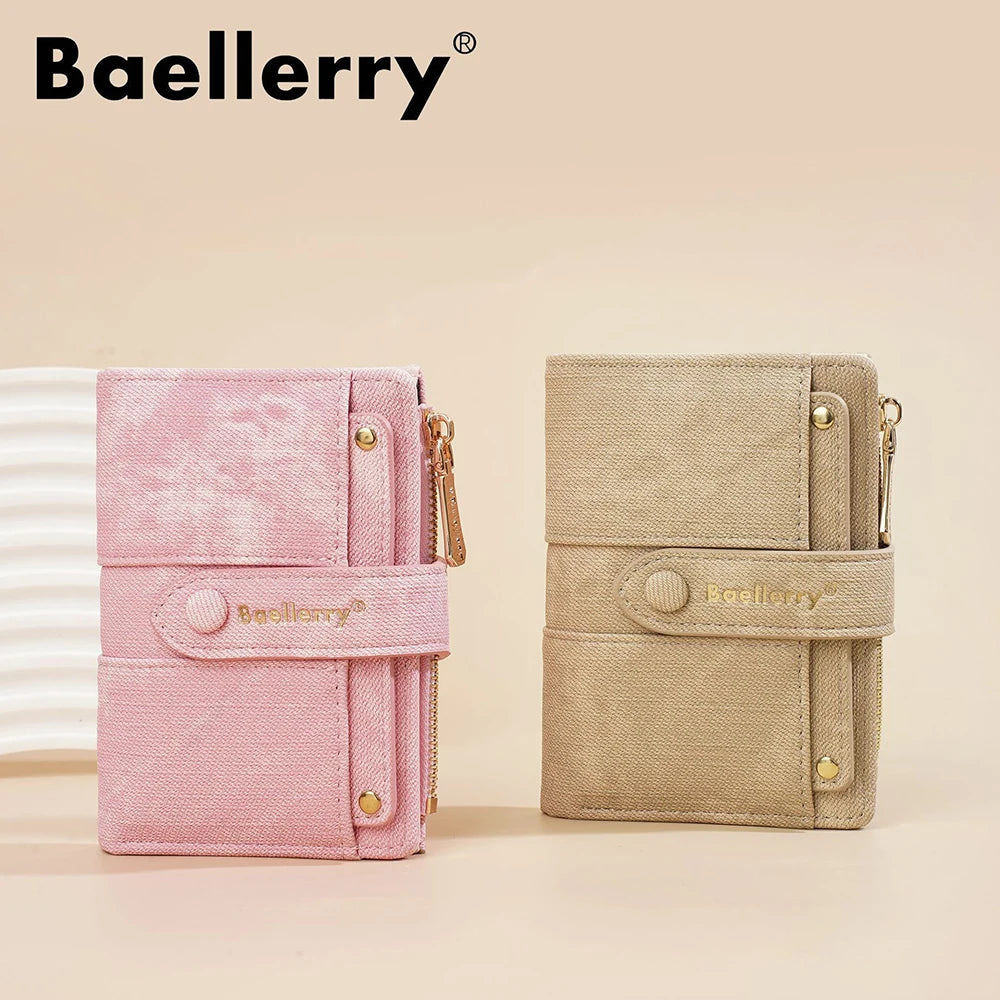 Carteras cortas de mujer Baellerry New Fashion con cremallera, monederos de alta calidad, monedero para mujer con clip para tarjetas desmontable.