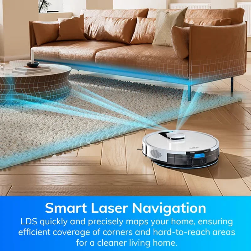 Robot aspirador y fregador ILIFE A12 Pro, navegación LIDAR, recogida automática de polvo, succión de 3000 Pa, control por app/remoto.