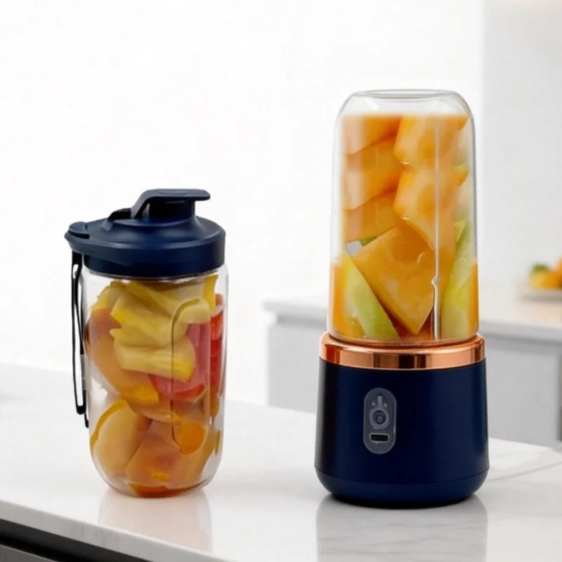 Licuadora portátil de doble vaso con USB, exprimidor de frutas para batidos, malteadas y zumos, procesador de alimentos compacto, exprimidor de naranjas.
