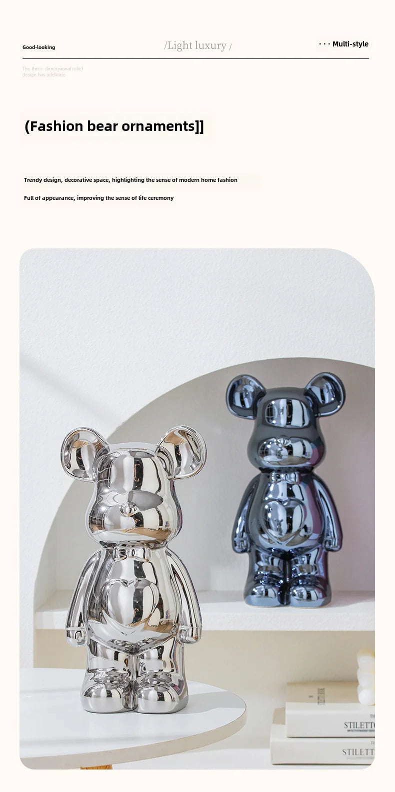 17/27/cm Oso estético Ladrillo Estatua de cerámica Oso de peluche decoración figura de acción Esculturas Adorno para habitación Decoración del hogar Manualidades
