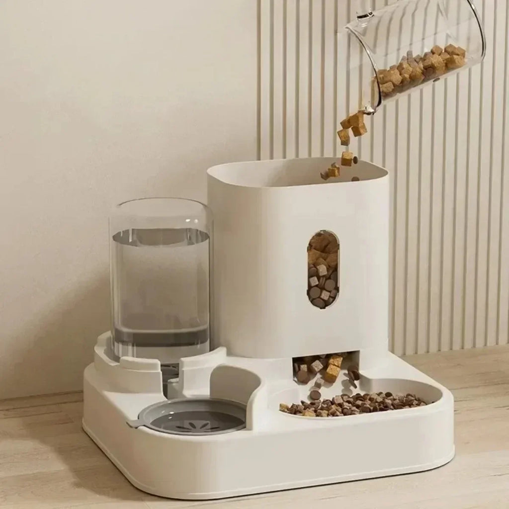 Comedero automático para perros y gatos con bebedero, dispensador de comida de gran capacidad y accesorios para cachorros y mascotas.