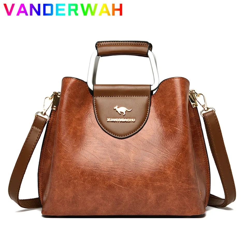 Bolso pequeño de mano de 3 capas de la marca Brand, de piel aceitada, bolsos de lujo para mujer, bolsos de hombro y bandolera de diseñador para mujer.