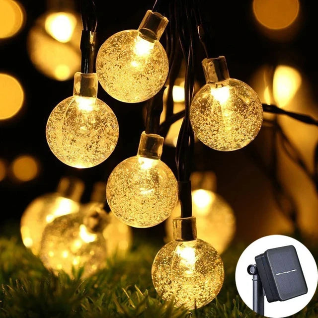 Guirnalda de luces solares tipo globo con 4 opciones de color, luces de hadas impermeables para exteriores con 8 modos para bodas, patios, fiestas y decoración del hogar.