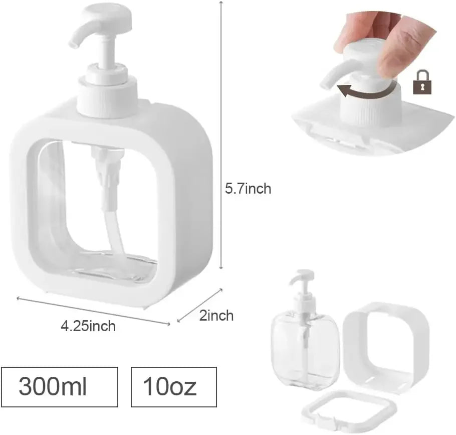 1 dispensador de jabón de baño recargable de 300 ml/500 ml para loción, champú y gel de ducha. Dispensador portátil de viaje con bomba de baño vacía.