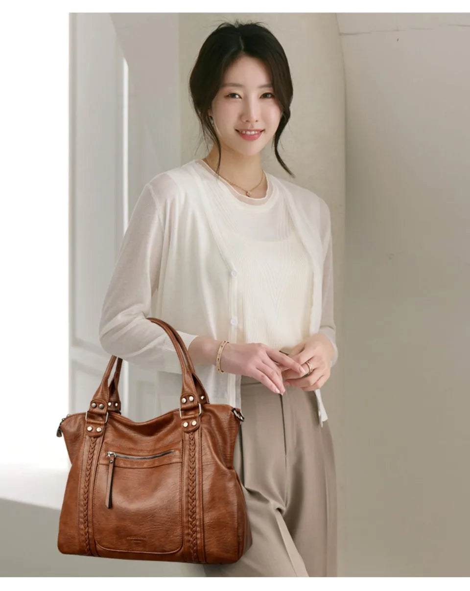 Bolsos de hombro y bandolera de piel suave de marca auténtica para mujer, bolsos de mano de lujo, bolsos de diseñador informales tipo tote y bandolera.