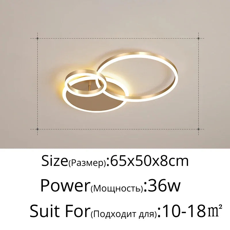 Lámparas de techo LED nórdicas modernas de lujo con anillos redondos para decoración del hogar, ideales para cocina, sala de estar, comedor y dormitorio infantil.