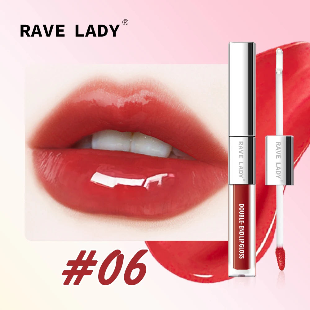Brillo labial mate de doble punta 2 en 1, aceite labial hidratante transparente, brillo labial líquido con destellos y efecto espejo.