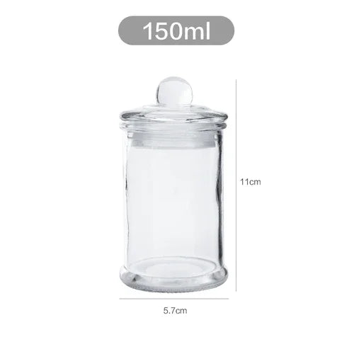 Tarros de almacenamiento de vidrio transparentes minimalistas con tapa, ideales para té, dulces, decoración de escritorio o como dispensador de cereales.