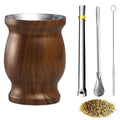 Mate de 8 oz, doble pared de acero inoxidable 304, taza con aislamiento térmico, 2 pajitas y cepillo de limpieza para bebidas.
