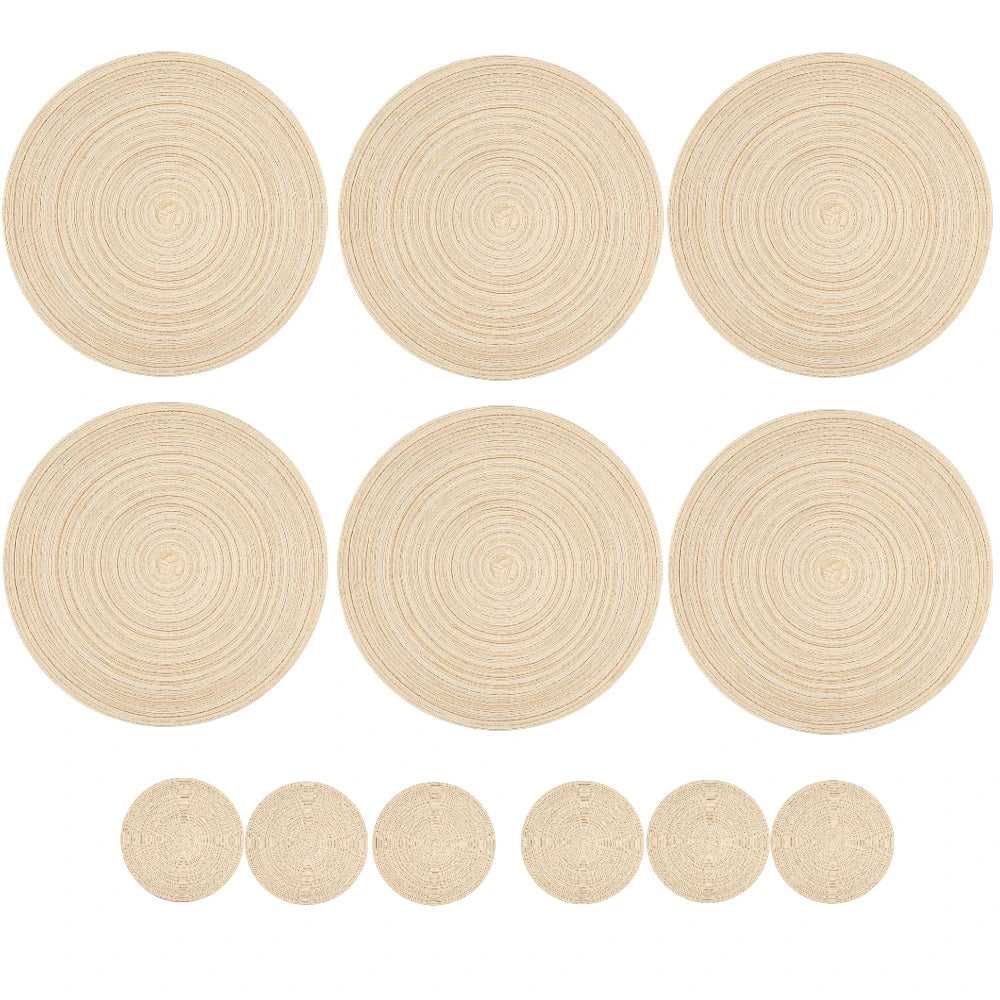 12 manteles individuales redondos trenzados lavables, antideslizantes, para mesa, vajilla, cuencos, decoración para el hogar y la cocina, posavasos.
