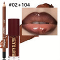 Set de maquillaje de 2 piezas: delineador de labios mate + aceite labial hidratante con color, de larga duración y fácil aplicación, resistente al agua, combinación de maquillaje ini