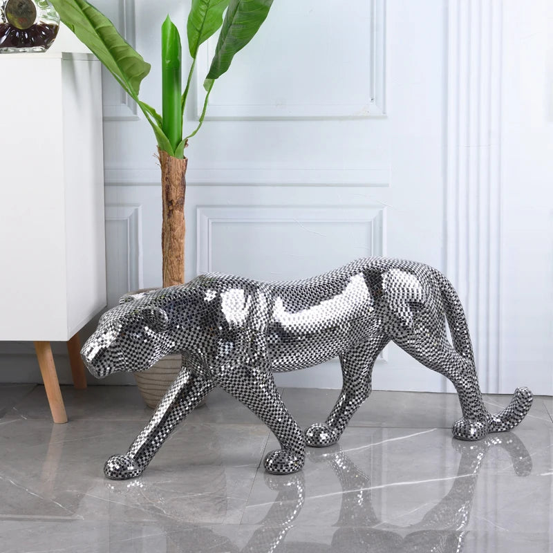 Adornos largos de leopardo para decoración de sala de estar, figuras escultóricas, hogar moderno, mueble de TV, estatua de escritorio de oficina, 82 cm personalizados