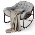 Silla mecedora Papasan para exteriores, sillón reclinable de mimbre extragrande con cojín y estructura metálica, mecedora de ratán para patio y balcón.