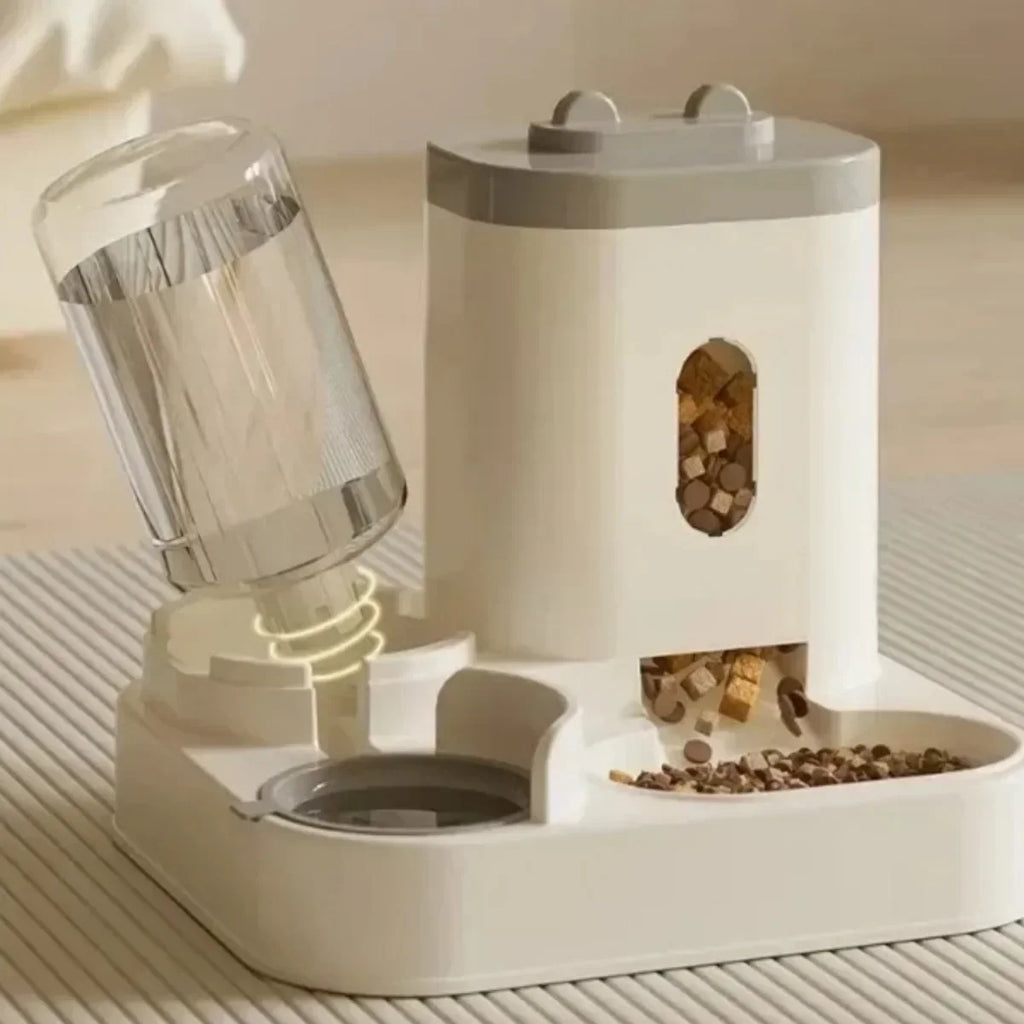 Comedero automático para perros y gatos con bebedero, dispensador de comida de gran capacidad y accesorios para cachorros y mascotas.