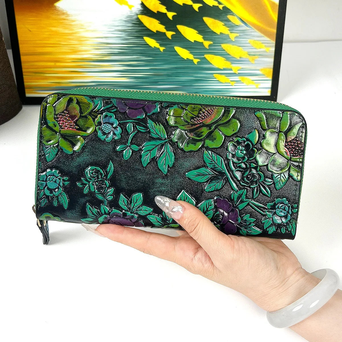 Cartera larga de lujo de diseño vintage, estilo bohemio, versátil, tarjetero, cartera multifuncional para mujer, estuche portátil para tarjetas.