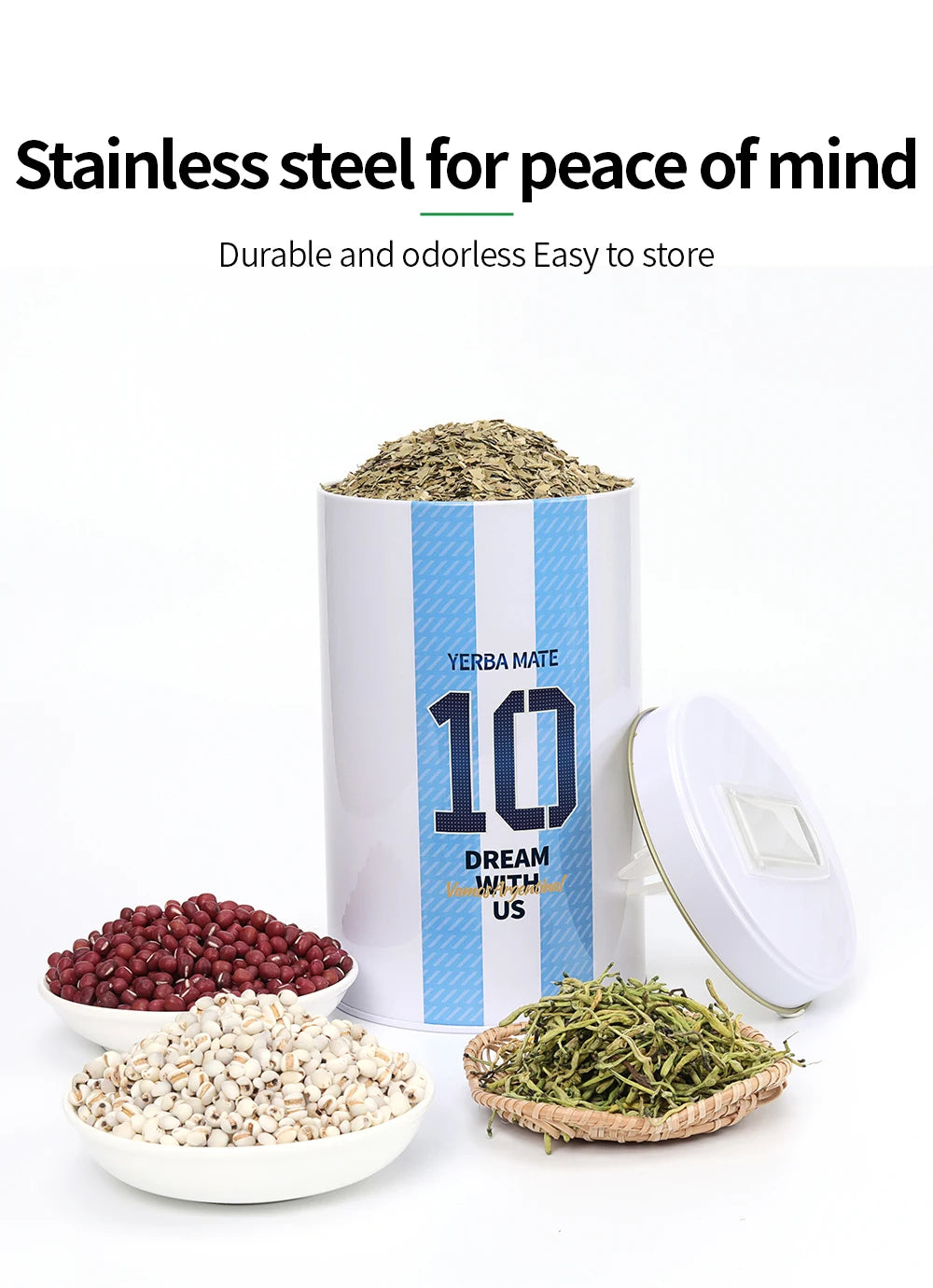 Juego de mate para capitán argentino n.° 10, con calabaza y yerbero, lata de té, bombilla (pajita) y taza de mate.
